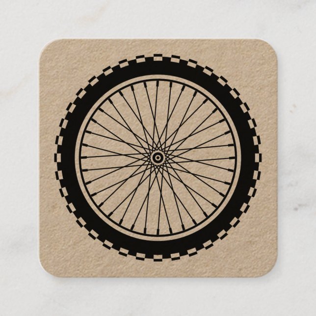 Mountain Bike Wheel Square Business Card (Front)