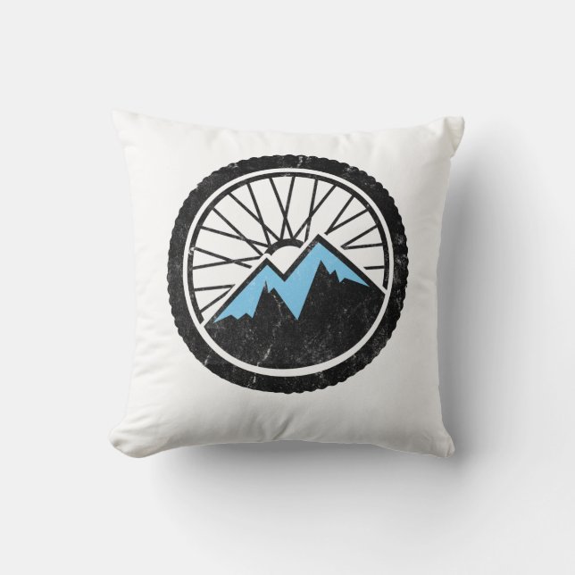Mountain Bike Wheel Throw Pillow (Front)