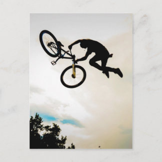 Mountain Biker Air Time Silhouette Postcard