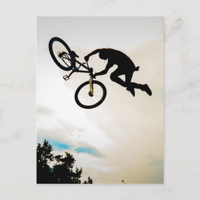 Mountain Biker Air Time Silhouette Postcard (Front)