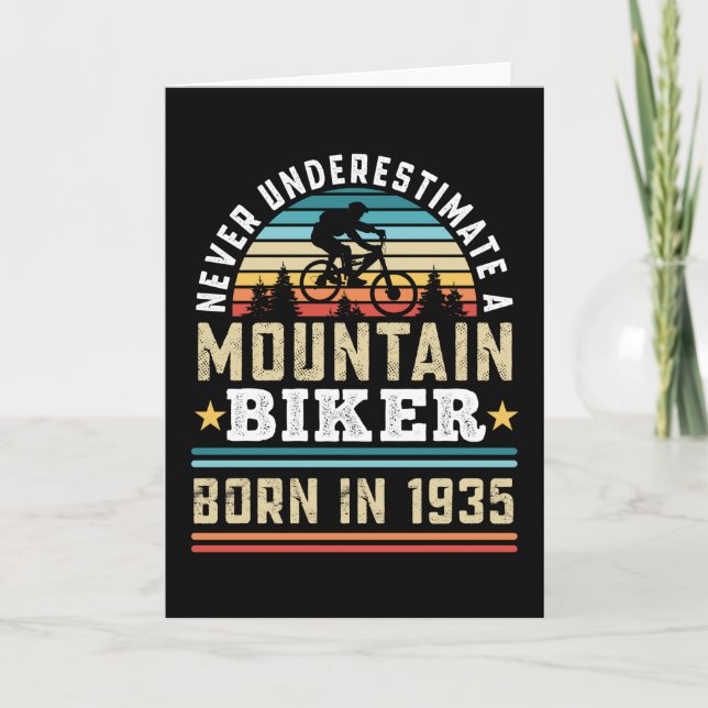 Mountain Biker born 1935 90th Birthday Gift MTB Card (Front)