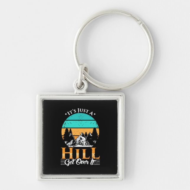Mountain Biker Get Over Hill Keychain (Front)