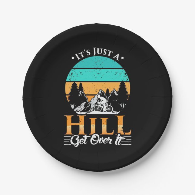 Mountain Biker Get Over Hill Paper Plates (Front)