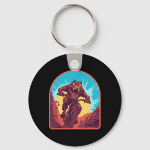 Mountain Biker Monster Awesome Horror Biking Illus Keychain