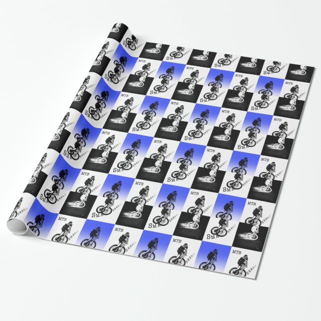Mountain Biker MTB BMX CYCLIST Stickers Wrapping Paper (Unrolled)