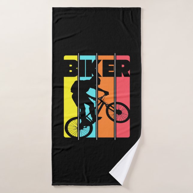 Mountain Biker Retro Vintage Bath Towel (Bath Towel)
