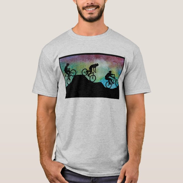 Mountain Bikers Against the Sunset T-Shirt (Front)