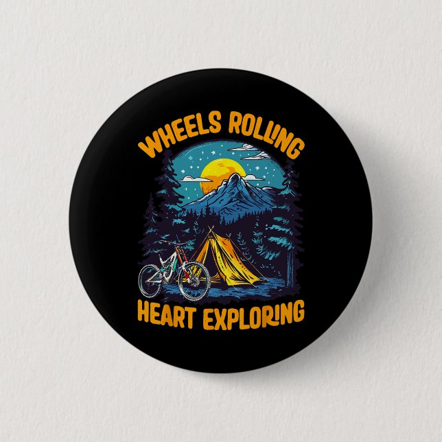 Mountain Biking Adventure Camping Wheels Rolling E Button (Front)