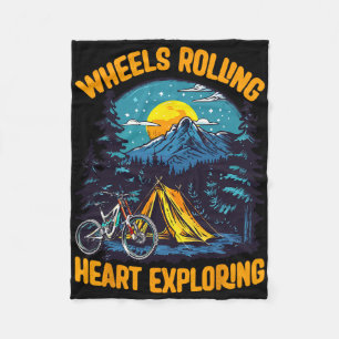 Mountain Biking Adventure Camping Wheels Rolling E Fleece Blanket