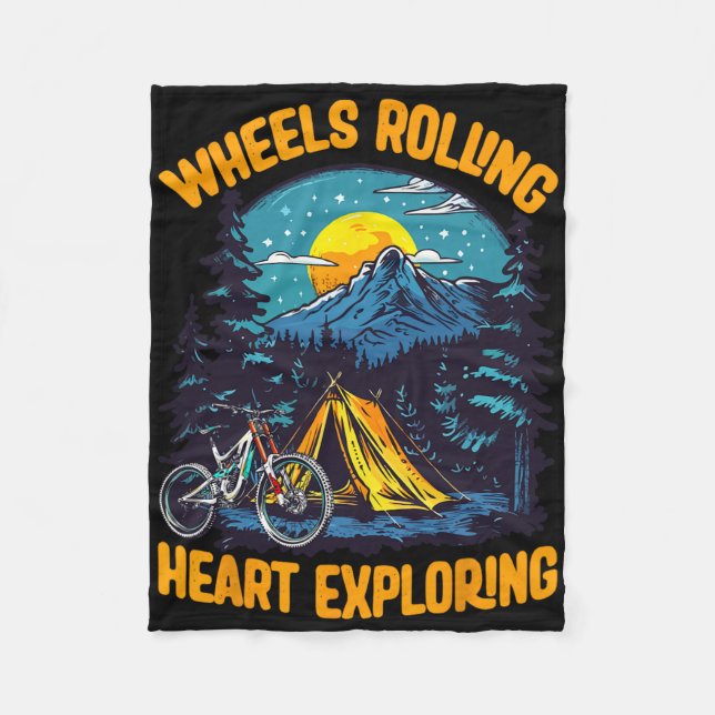 Mountain Biking Adventure Camping Wheels Rolling E Fleece Blanket (Front)