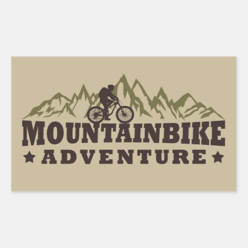 Mountain biking adventure rectangular sticker