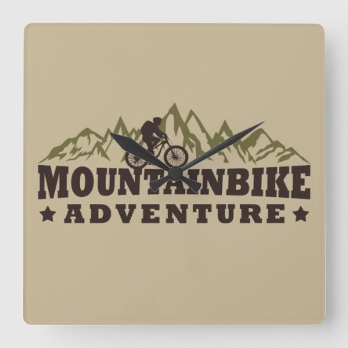 Mountain biking adventure square wall clock