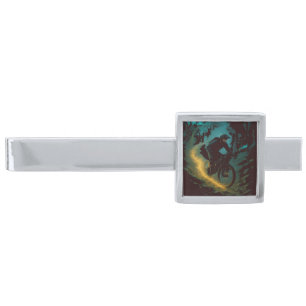 Mountain Biking Adventure Style Design Silver Finish Tie Bar