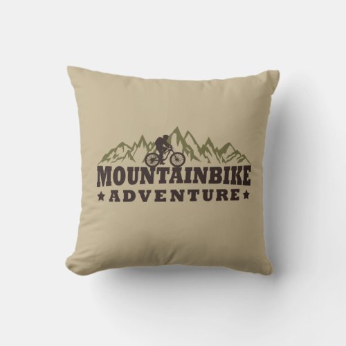 Mountain biking adventure throw pillow