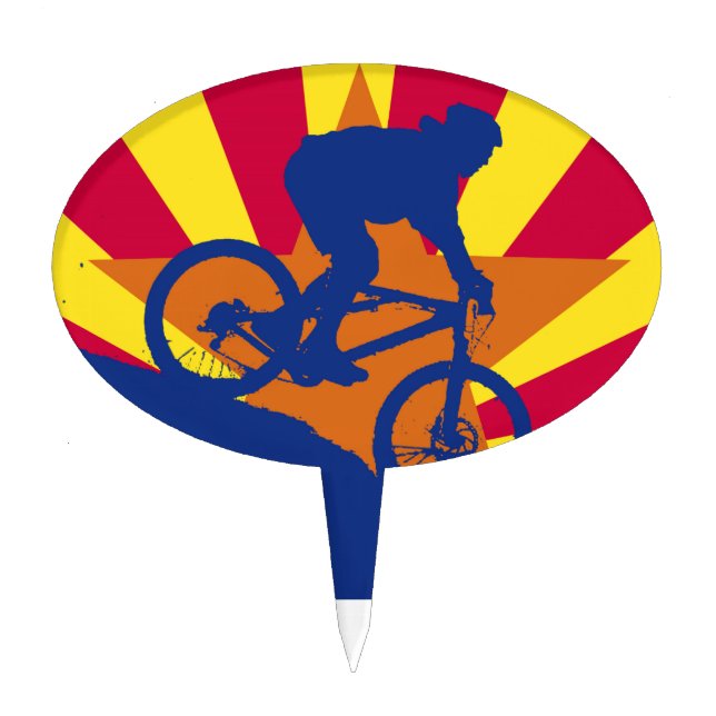 Mountain biking Arizona flag Cake Topper (Front)