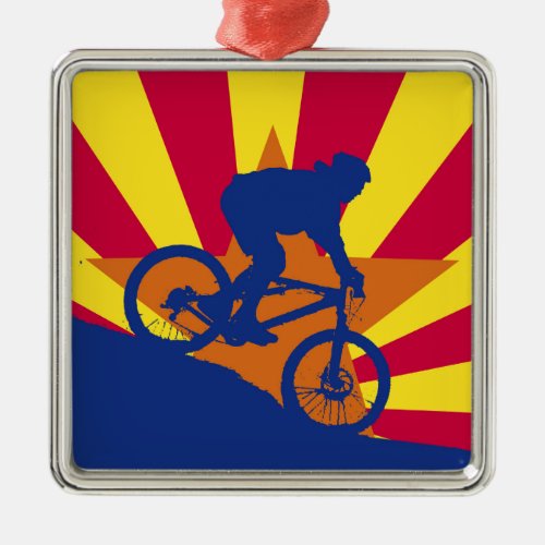 Mountain biking Arizona flag Metal Ornament
