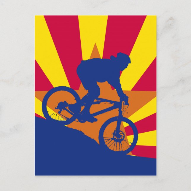 Mountain biking Arizona flag Postcard (Front)