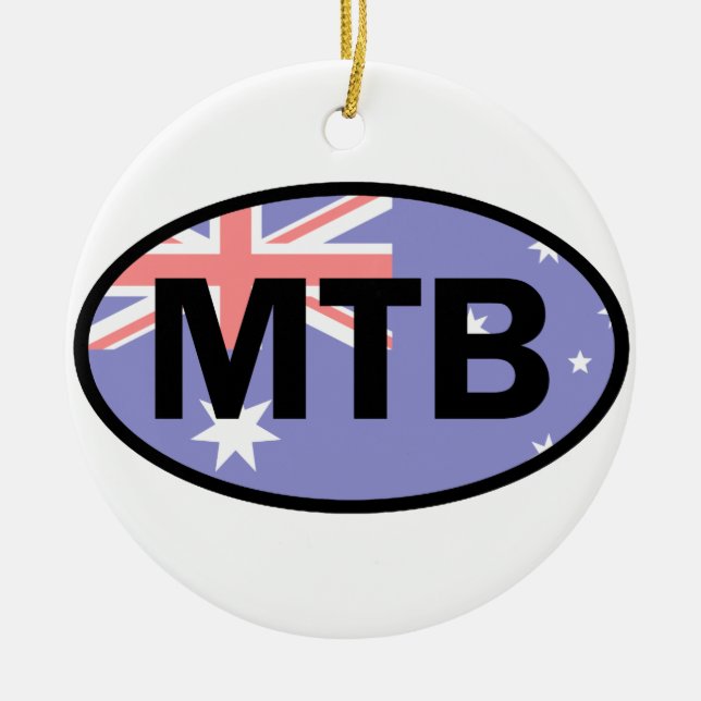 Mountain Biking Australia Flag Ceramic Ornament (Front)