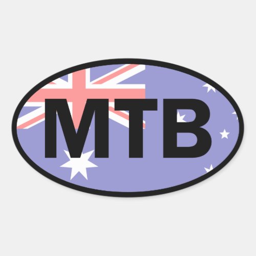 Mountain Biking Australia Flag Oval Sticker