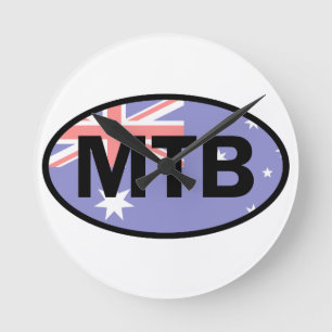 Mountain Biking Australia Flag Round Clock