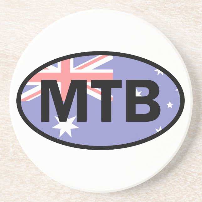 Mountain Biking Australia Flag Sandstone Coaster (Front)