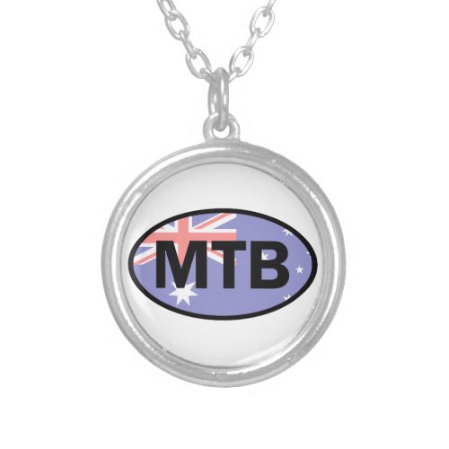 Mountain Biking Australia Flag Silver Plated Necklace