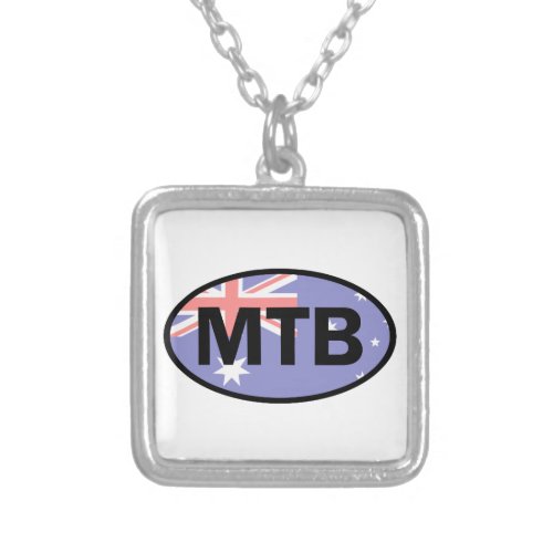 Mountain Biking Australia Flag Silver Plated Necklace