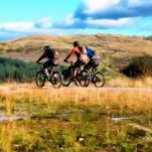 MOUNTAIN BIKING AWARD<br><div class="desc">A watercolor a of three men mountain biking in the Welsh hills.</div>