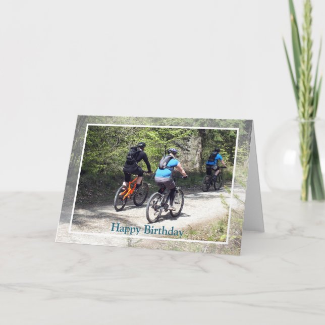 MOUNTAIN BIKING Birthday Card (Front)