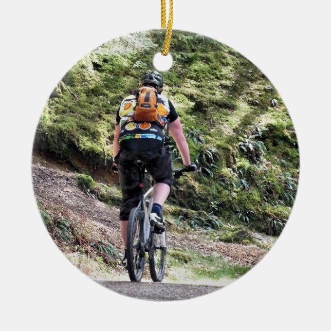 MOUNTAIN BIKING CERAMIC ORNAMENT (Front)