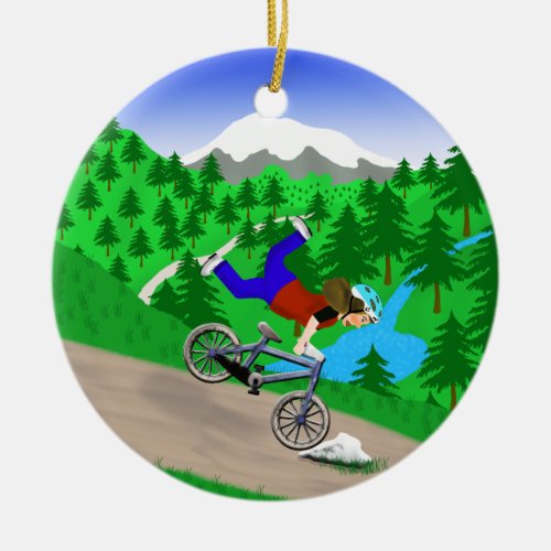 Mountain Biking Ceramic Ornament