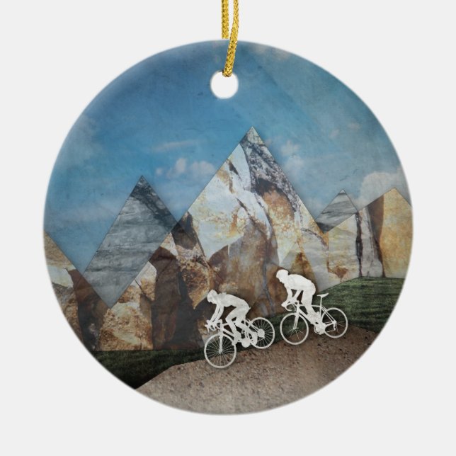 Mountain Biking Ceramic Ornament (Front)