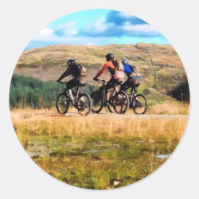 MOUNTAIN BIKING CLASSIC ROUND STICKER (Front)