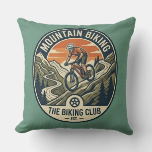 Mountain Biking Club Adventure Throw Pillow