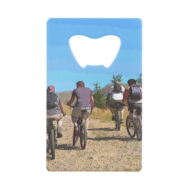 MOUNTAIN BIKING CREDIT CARD BOTTLE OPENER (Front)