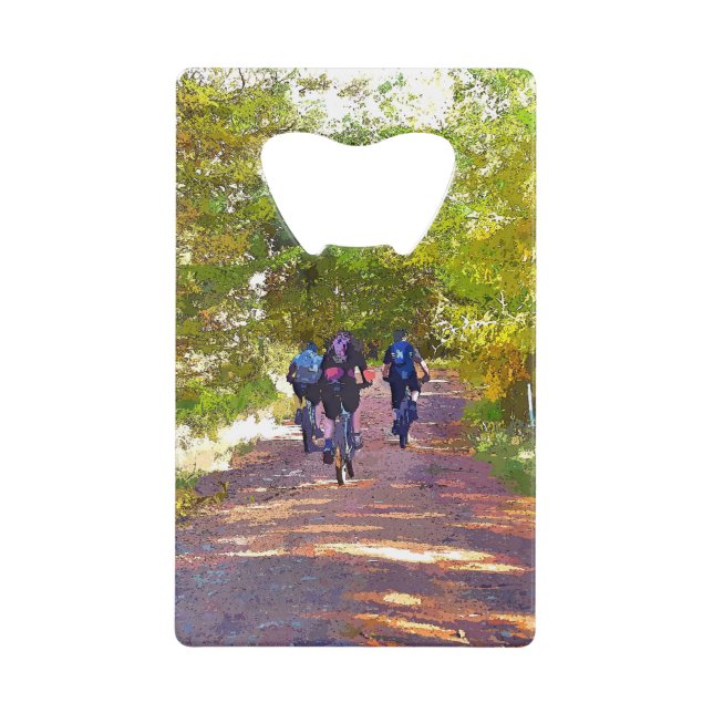 MOUNTAIN BIKING CREDIT CARD BOTTLE OPENER (Front)
