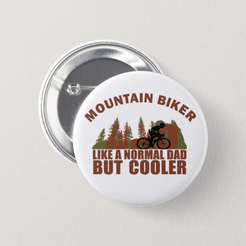 Mountain biking dad vintage button