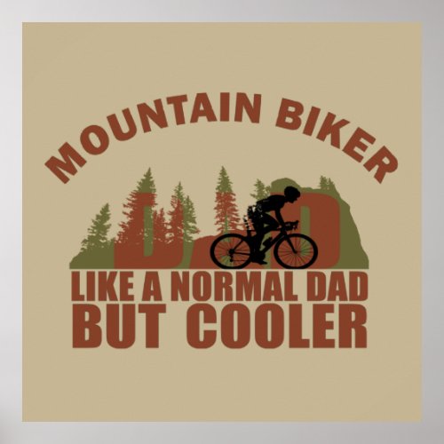Mountain biking dad vintage poster