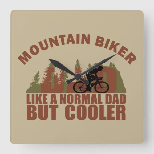 Mountain biking dad vintage square wall clock