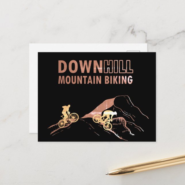 Mountain biking Downhill Holiday Postcard (Front/Back In Situ)
