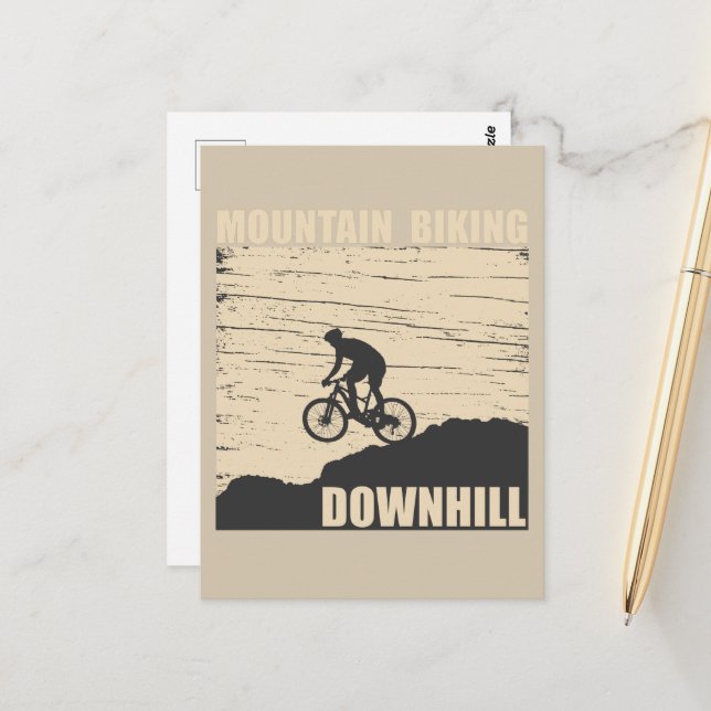 Mountain biking Downhill Postcard (Front/Back In Situ)