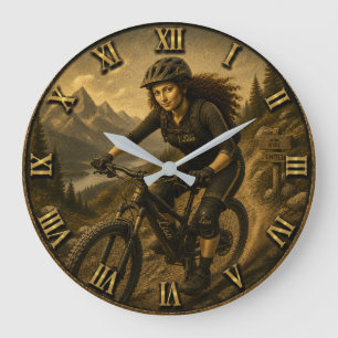Mountain Biking Funny Lisa MTB Cyclist Gift Large Clock