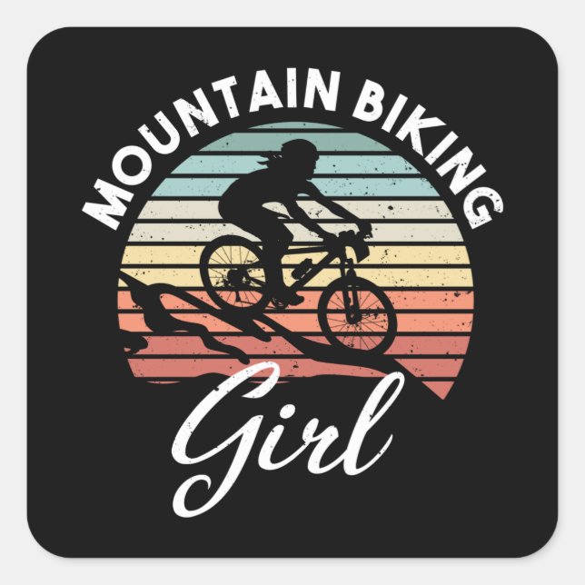 Mountain Biking Girl MTB Gift for Women Square Sticker (Front)