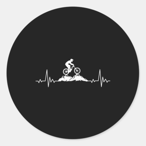 Mountain Biking Heartbeat Vintage Bicycle Bike Classic Round Sticker