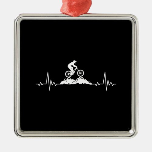 Mountain Biking Heartbeat Vintage Bicycle Bike Metal Ornament