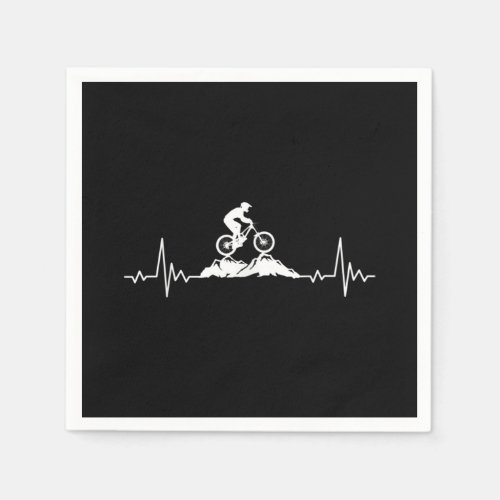 Mountain Biking Heartbeat Vintage Bicycle Bike Napkins