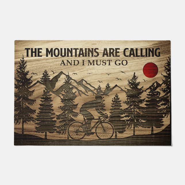 Mountain Biking, Home Decor, Housewarming Gift Doormat (Front)