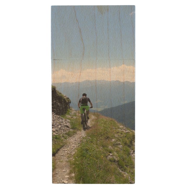 Mountain Biking in Countryside Wood Flash Drive (Front Vertical)