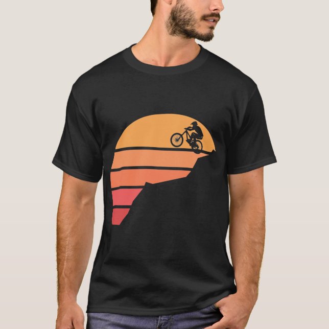 Mountain biking in the susnset T-Shirt (Front)