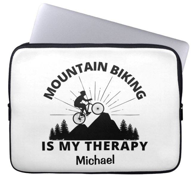 Mountain Biking Is My Therapy Laptop Sleeve (Front)